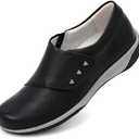 PROCHAIN Women's Leather Slip On Loafers Comfortable Fashion Flat Shoes Casual Lightweight Walking Shoes Size 38