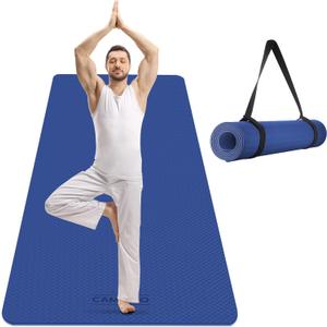 CAMBIVO Extra Wide Yoga Mat for Women and Men (72"/84"x 32"x 1/4") TPE Workout Mat, Non-slip Large Exercise Fitness Mat for Yoga, Pilates, Workout (Blue)