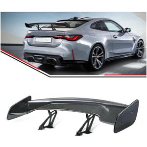 57" Car Rear GT Wing Spoiler, ABS & Aluminum Alloy Universal Rear Spoiler with Adjustable Bracket, Carbon Fiber