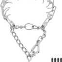 Pack Of 2 Dog Prong Collar, Ultra-Plus Chrome Plated Training Collar with Quick Release Clip for Dogs, Adjustable Pet Pinch Collar with Silver Plating for Small Medium Large Dogs (L)