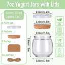 NEWMIAO 20 Pack 7 oz Glass Yogurt Jars with Cork Lids and PE Lids, Glass Pudding Jars Candles Jars, Small Containers for Wedding Favors, Milk, Jam, Honey, Cake, Spices and DIY Gift