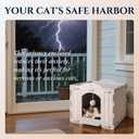 Apasiri Cat House Scratch-Resistant: Indoor Warm Enclosed Felt Bed Cave with Hanging Ball Toy, No-Tool Assembly Hideaway for Anxious Cats & Kittens, 13.4x13.4x9.85 Inch Interior (Beige1)