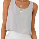 IDEALSANXUN Womens Scoop Neck Crop Tank Tops Spring Summer Sleeveless Tops (Small, Light Grey)