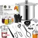 Canning Supplies Starter Kit - Water Bath Canning Pot with Rack,Stainless Steel Canner Kit Set Tools: 2pcs Funnels,3 in 1 Lid Lifter,Ladle,Tongs,Silicon Gloves & Accessories Equipment for Beginner, 20.5QT
