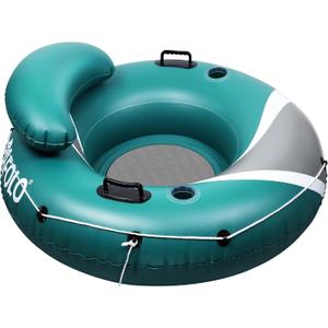 River Tubes for Floating Heavy Duty, Pool Float Adult, 45" Inflatable Float Tube for Beach Lake Rafting, River Floats with Mesh Bottom (Green and Grey)