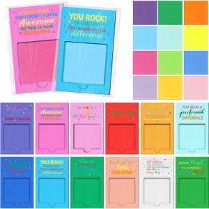 Motipuns 36 Pcs CNA Week Appreciation Gifts Bulk Colorful Sticky Notes Dispenser End of School Year Gifts Office Team Work Sticky Notes OPP Bags Set for Nurse Teacher Coworker Staff CNA Week, Pastel Bright