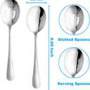 24 Pieces Serving Spoon Set, 8.7 Inch, Includes 12 Serving Spoons and 12 Slotted Spoons, Large Stainless Steel Buffet Banquet Utensils Cutlery Set for Home, Kitchen, Silver