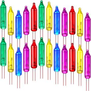 140 Pcs 3.5v Christmas Mini Light Bulbs Xmas Holiday Incandescent Wire String Lights Clear Replacement Bulbs for Christmas Tree Xmas Thanksgiving Indoor Outdoor Decor (Colorful)