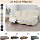 Gennia Recliner Sofa Covers 5 Pieces, Waterproof Sectional Couch Cover Stretch 3 Seat Reclining Couch Cover Soft Sofa Slipcover with Elastic Bottom Furniture Protector for Kis, Pets (Beige)