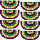 2 Pcs 1.5 x 3 ft Mardi Gras Bunting Flag Banner Pleated Polyester Fabric Carnival Party Decoration Outdoor Flags and Banners Carnival Party Decoration for Home Indoor