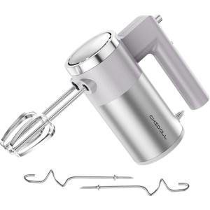Powerful 600W Hand Mixer, 5-Speed Electric Hand Held Mixer for Baking, Lightweight Stainless Steel Hand Beaters *2 & Dough Hooks*2 with Eject Button, Kitchen Mixer for Cream, Cookies, Dough-Grey