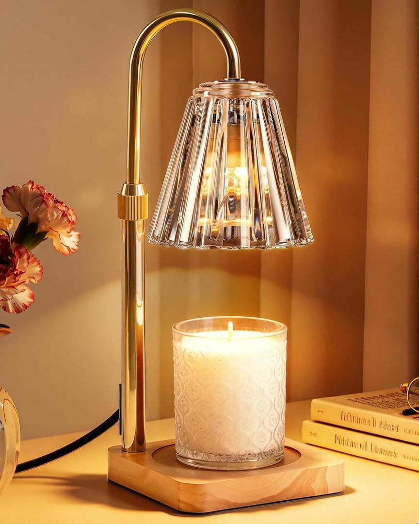 Marycele Candle Warmer Lamp with Timer & Dimmer - Mothers Day Gifts for Women Mom Her, Aesthetic Office Home Decor, Adjustable Height Wax Melter for Candle Jar & 3-Wick Candles (2 Bulbs Included)
