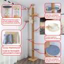 Floor to Ceiling Cat Tree Height (50-120.5in) Adjustable Cat Tower 5 Tier Hemp Scratching Post High Cat Tree Sturdy Activity Tree Indoor Outdoor Cat Scratching Post Activity Center, 5-tier cat tree