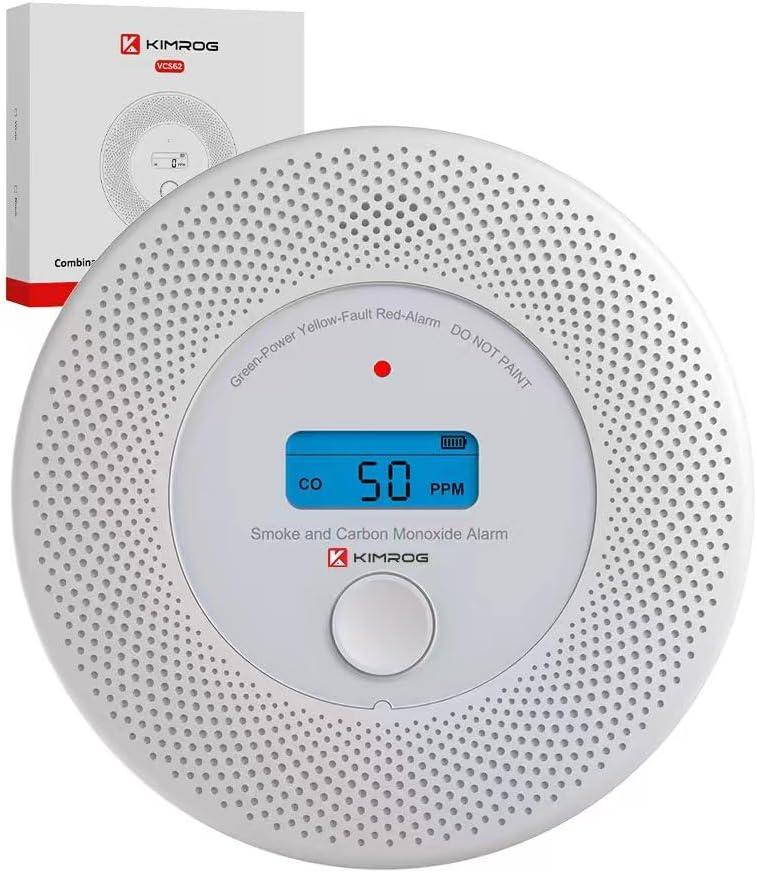 10-Year Sealed Battery 2-in-1 Smoke & Carbon Monoxide Detector Alarm | CO & Smoke Alarm Detector with Backlit LCD Display & V-0 Flame-Retardant Housing (1-Pack), Expiration Date Not Found 