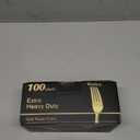 Dealusy 100 Count Heavy Duty Gold Plastic Forks Disposable, BPA-Free, Heat Resistant, Solid and Durable Premium Plastic Disposable Forks for Party Supply