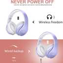 ZIHNIC Bluetooth Headphones Over-Ear, Foldable Wireless and Wired Stereo Headset Micro SD/TF, FM for Cell Phone,PC,Soft Earmuffs &Light Weight for Prolonged Wearing (Purple)