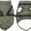 Dog Jacket with Harness, Fleece Lined Warm Puppy Coat for Winter, Soft Windproof Small Dog Vest, Green S (Small (Pack of 1))