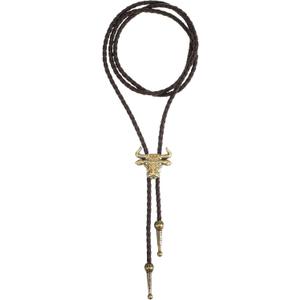 Teaaha 1PCS Bolo Tie Western Cowboy Bolo Ties Necklace Jewelry Sparkly Retro Cowgirl Rhinestone Handmade Leather Necktie Cowboy Banquet Birthday Anniver Gift for Men Women
