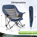 SUNW Oversized 400lbs Foldable Rocking Camping Chair with Cup Holder Side Pocket, Blue & Gray