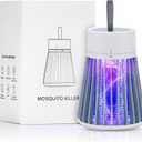 Rechargeable Mosquito Zapper for Home & Camping - UV Purple Light Electric Insect Trap, USB Charging, Safety Grid, Indoor/Outdoor Bug Killer (Gray)