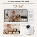 Bonoch 2K 5.5" Baby Monitor No WiFi, 1600ft Long Range Video Baby Monitor with Camera and Audio, 240h Battery, White Noise, Hack-Proof, Night Vision, Smart Detect for Cry/Sleep Turnover/Motion