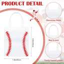 Sweetude 24 Pcs Baseball Non Woven Snack Bags White Baseball Treat Goodies Candy Bags with Handle, Sport Theme Party Favor Bag for Team, Party Decorations Supplies for Player, 7.9 x 9.9 Inch
