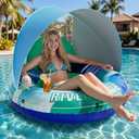 Verdenu Inflatable River Tube Float with Detachable Canopy, Heavy Duty River Float for Adults, Large Pool Float with Backrest & Cup Holder for Lake, River, Pool