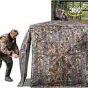 FUNHORUN Hunting Blind 360 Degree See Through Ground Blind with Carrying Bag, 2/3 Person Pop Up Camouflage Tent Portable Concealed Shelter