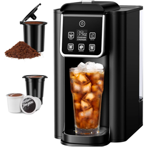 SHARDOR Single Serve Coffee Maker, Hot and Iced Coffee Machine for K Cup Pods & Ground Coffee, 6 to 14 oz Brew Sizes, with 50 oz Removable Water Tank, Bold Brew Setting, Stainless Steel, BLACK