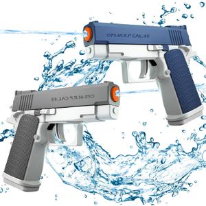2 Pack Water Guns Squirt Guns Water Soaker Gun Water Blaster for Summer Long Range Shooting Games Outdoor Toys Water Blaster Pistol for Kids Adults (Grey and Blue)