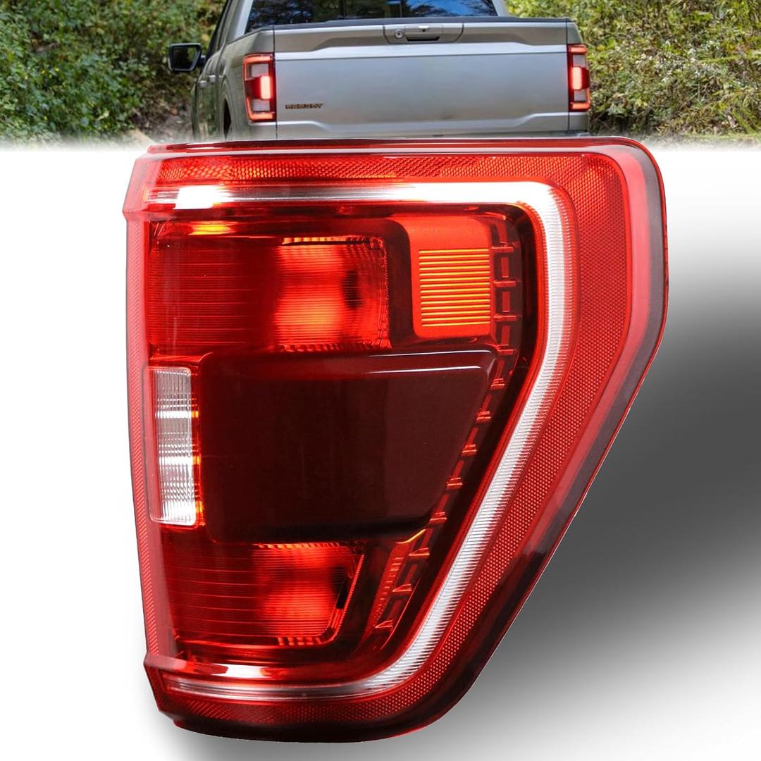Nakuuly Tail Light with Blind Spot Compatible With 2021 2022 2023 Ford F150 XLT Right Passenger Side Taillight Rear Brake Lamp Halogen Type Without Bulb # ML3Z13404C (Module NOT Included)