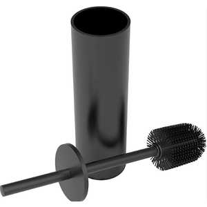 WZKALY Toilet Brush and Holder Set, Stainless Steel Toilet Bowl Brush with Lid, Rust Proof Toilet Cleaner Brush with Caddy, Durable Bristles, Splash Proof, Ideal for Bathroom (2 Pack, Brushed Nickel) Black color