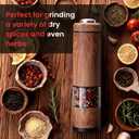 Rechargeable Electric Salt and Pepper Grinder Set Automatic Salt and Pepper Shakers with Wood Base, Adjustable Coarseness, LED Light, One-Hand Operation Salt and Pepper Shakers Set