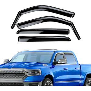 in-Channel Window Rain Guards for Doge RAM 1500 2025-2019 [Crew Cab] Extra Durable Vent Deflector,Ram 1500 Crew Cab Window Deflectors Vent Visor,Truck Vent Shades Accessories-4 pcs