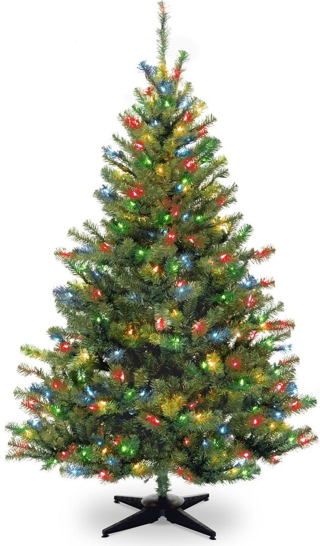 National Tree Company Pre-Lit Artificial Medium Christmas Tree, Green, Kincaid Spruce, Multicolor Lights, Includes Stand, 6 Feet