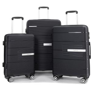 Tripcomp Luggage 3 Piece Sets Suitcase Set with Double Spinner Wheels, Lightweight Carry On Hardside Travel Luggage with TSA Lock, (20/24/28) (Black)