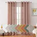HOMEIDEAS Blush Pink Linen Sheer Curtains 96 Inches Long 2 Panels Textured Dusty Blush Semi Sheer Curtains Farmhouse Curtains Sheer Privacy Window Curtains for Bedroom Living Room