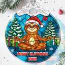 2 x NewEleven Sloth Gifts for Women, Men - Sloth Christmas Ornaments, Cute Decoration Gift for Him, Her, Friend - Sloth Ornaments for Christmas Tree 2025 - Stained Glass Ornament