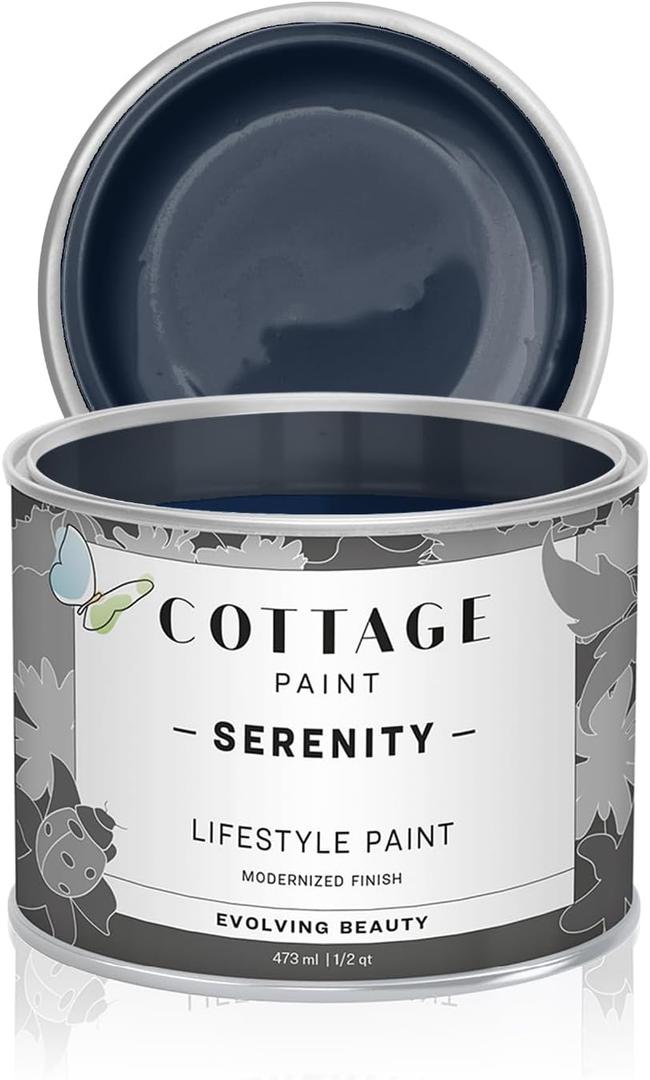 Serenity Silk All-in-One Mineral Chalk Paint for Furniture, Home Decor, Cabinets and DIY Crafts - Built-in Topcoat - (16oz, Blue Heron)