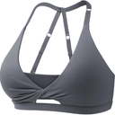 VOYJOY Workout Sports Bras for Women Padded Backless Strappy Fitness Wireless Gym Medium Impact Bra Yoga Crop Top, S