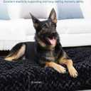 KSIIA Washable Dog Bed Anti-Slip Dog Crate Beds Deluxe Plush Kennel Pad Comfy Pet Sleeping Mat for Large Dogs, 41" x 27", Black