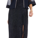 R&M Richards Women's Elegant Jacket Dress, Size 14 Navy Silver