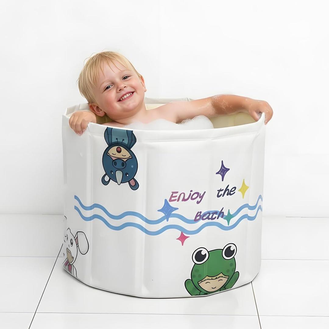 WAVYEASE® New Design Portable Bath Tub for Toddlers - Foldable Deep Soak Bathtub for Kids, One-Second Setup, Easy Storage, Lightweight, Travel Essentials for Age 1-5