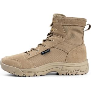 FREE SOLDIER Men's Tactical Hiking Boots Lightweight Comfortable Combat Work Boots 6 Inches (8.5, Tan)