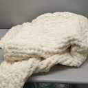 L'AGRATY Chunky Knit Blanket Throw, Soft Chenille Yarn Throw Blanket 50x60Handmade Cable Knit Crochet Blanket, Large Knit Blankets Chunky Yarn, Rope Knot Throw Blanket for Couch Sofa Bed Home Decor (Ivory)