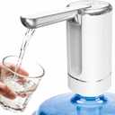Water Dispenser Pump for 5 Gallon Water Bottles, USB Type-C Rechargeable with 1200mAh Battery, Foldable Spout, One-Touch Control (40s/80s), Powerful Suction for Home, Office, Camping - White