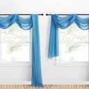 NICETOWN Voile Sheer Scarf for Windows - Luxury Decorative Fresh Color Valance Topper Chic Voile Sheer Drape for Beach House (Pool Blue, 1-Pack, W60 x L216)