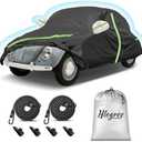 Car Cover for 1960-1980 Beetle Bug Sedan 2-Door,Full Exterior Car Covers for Automobiles All Weather Waterproof Heavy Duty,Zipper/Cotton Design Rain Snow Sun Winter UV Proof【210T Taffeta】- Black