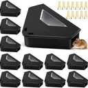 Qualirey 12 Pcs Mouse Bait Station with Key Required Mouse Stations Mice Traps Bait Boxes Mice Station for Small Mice Indoor Outdoor, Keeps Children Safe, Bait Not Included