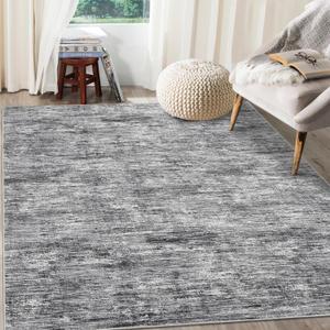 RUGSREAL Living Room Area Rug 9x12 Machine Washable Rug Non-Slip Stain Resistant Modern Abstract Bedropm Rug Contemporary Accent Floor Carpet for Dining Room Solid Area Rug for Home Office, Ivory/Grey